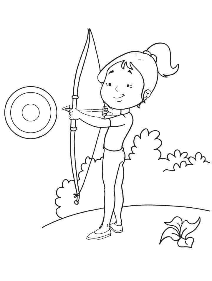 Dibujo de Arquera Chica Básica para Colorear y Imprimir