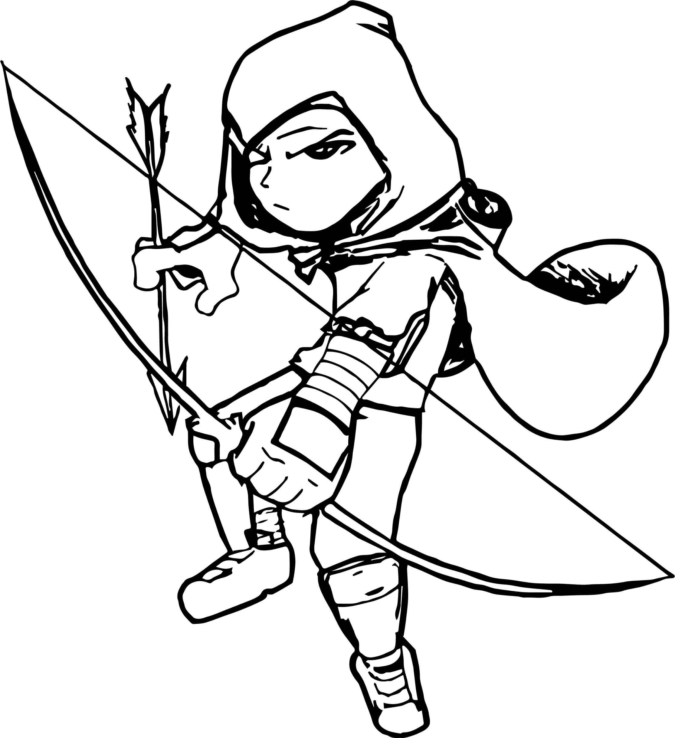 Dibujo de Buen Tiro Con Arco para Colorear y Imprimir