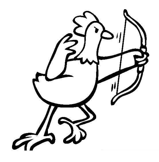 Dibujo de Dibujo de Tiro Con Arco de Pollo para Colorear y Imprimir
