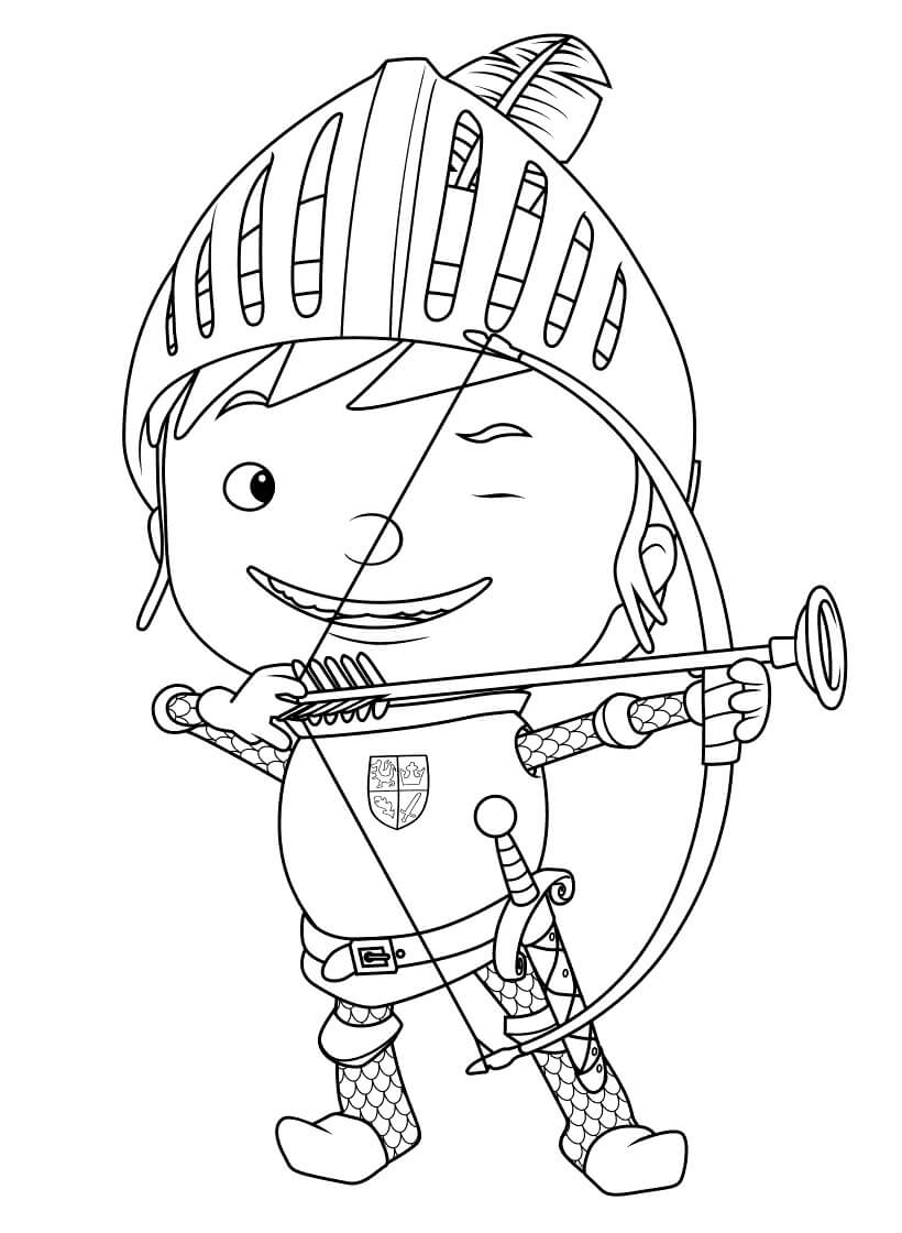 Dibujo de Pequeño Caballero Arquero para Colorear y Imprimir