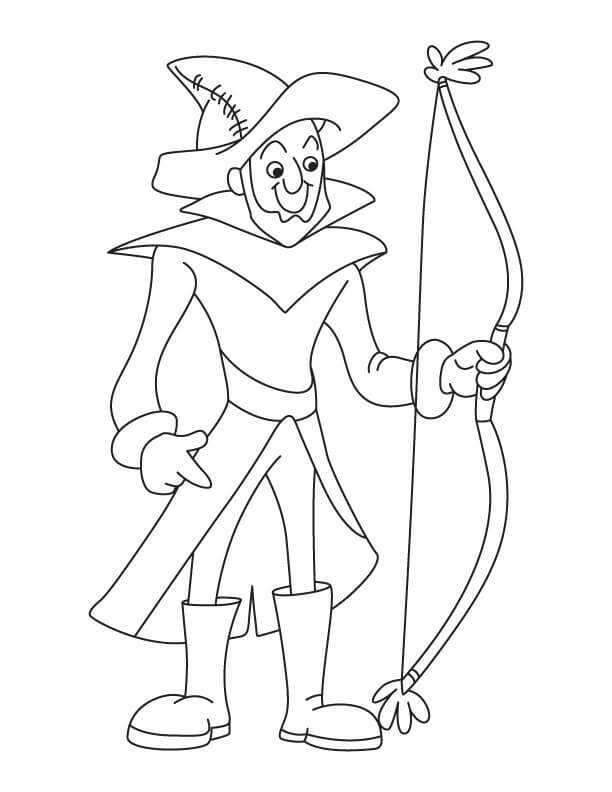 Dibujo de Tiro Con Arco de Bruja para Colorear y Imprimir