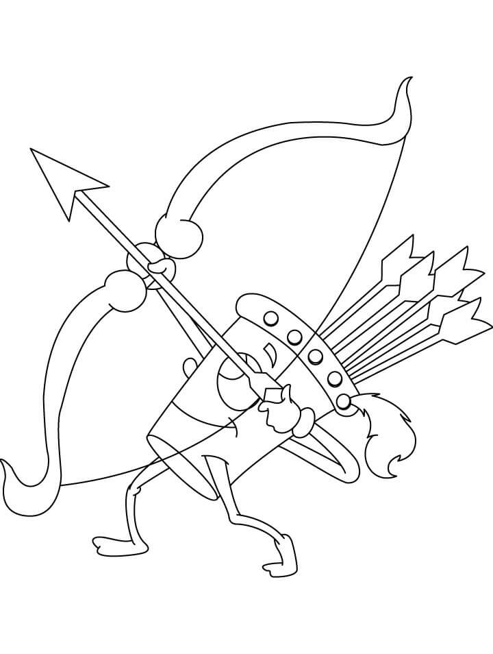 Dibujo de Tiro Con Arco de Dibujos Animados Divertido para Colorear y Imprimir