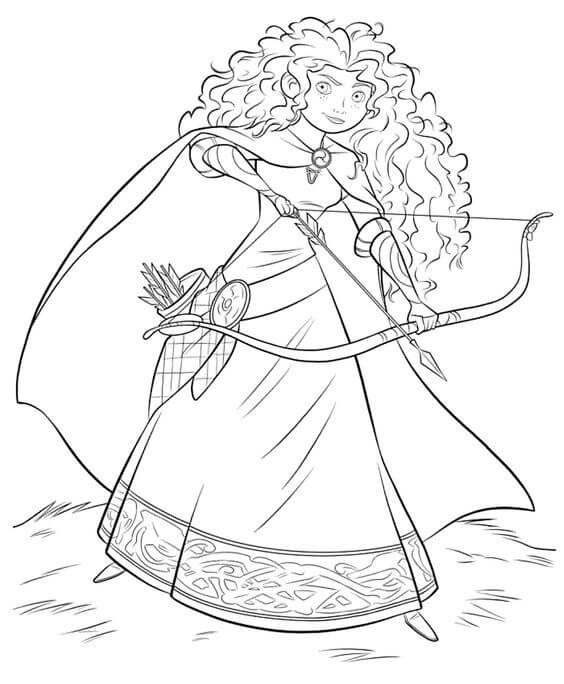 Dibujo de Tiro Con Arco de Moana para Colorear y Imprimir