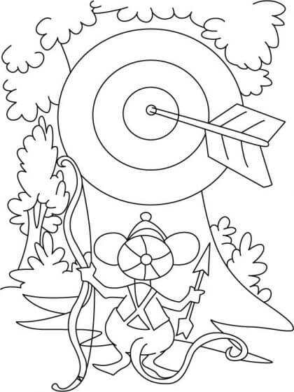 Dibujo de Tiro Con Arco de Ratón para Colorear y Imprimir