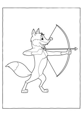 Dibujo de Tiro Con Arco de Zorro para Colorear y Imprimir