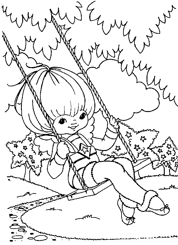 Dibujo de Arcoíris Brite Columpio para Colorear y Imprimir