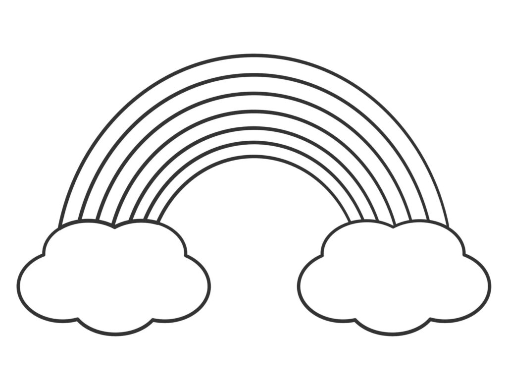 Dibujo Arco Iris Con Dos Nubes Para Colorear