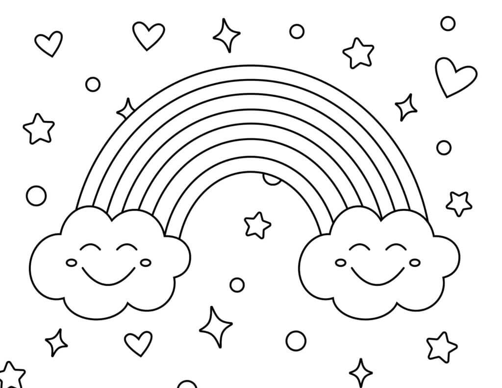 Dibujo Arcoiris Con Corazon Para Colorear