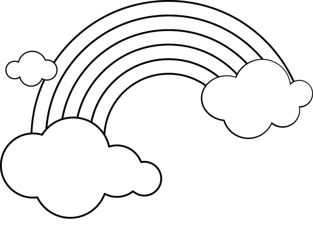 Dibujo Arcoiris Con Nubes Y Sol Para Colorear
