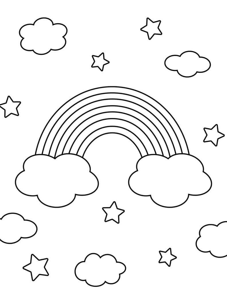 Dibujo Arcoiris Facil Para Colorear