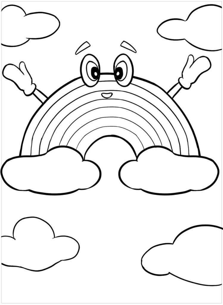 Dibujo Arcoiris Kawaii Para Colorear
