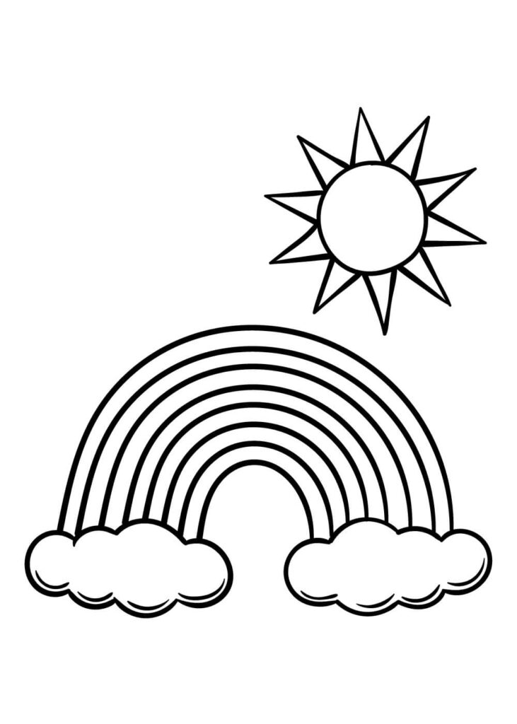 Dibujo Arcoiris Y Sol Para Colorear