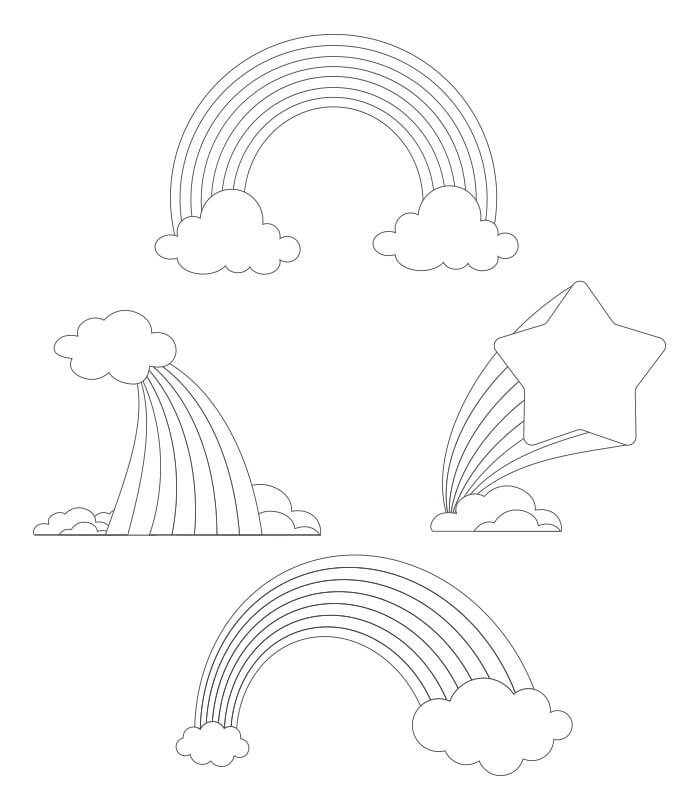 Dibujo Cuatro Arcoiris Para Colorear