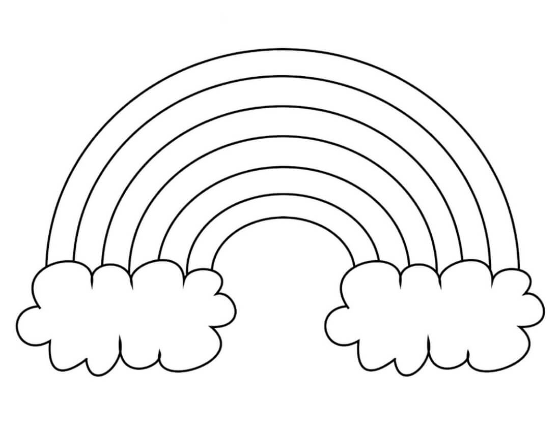 Dibujo de Arco Iris Con dos Nubes para Colorear y Imprimir