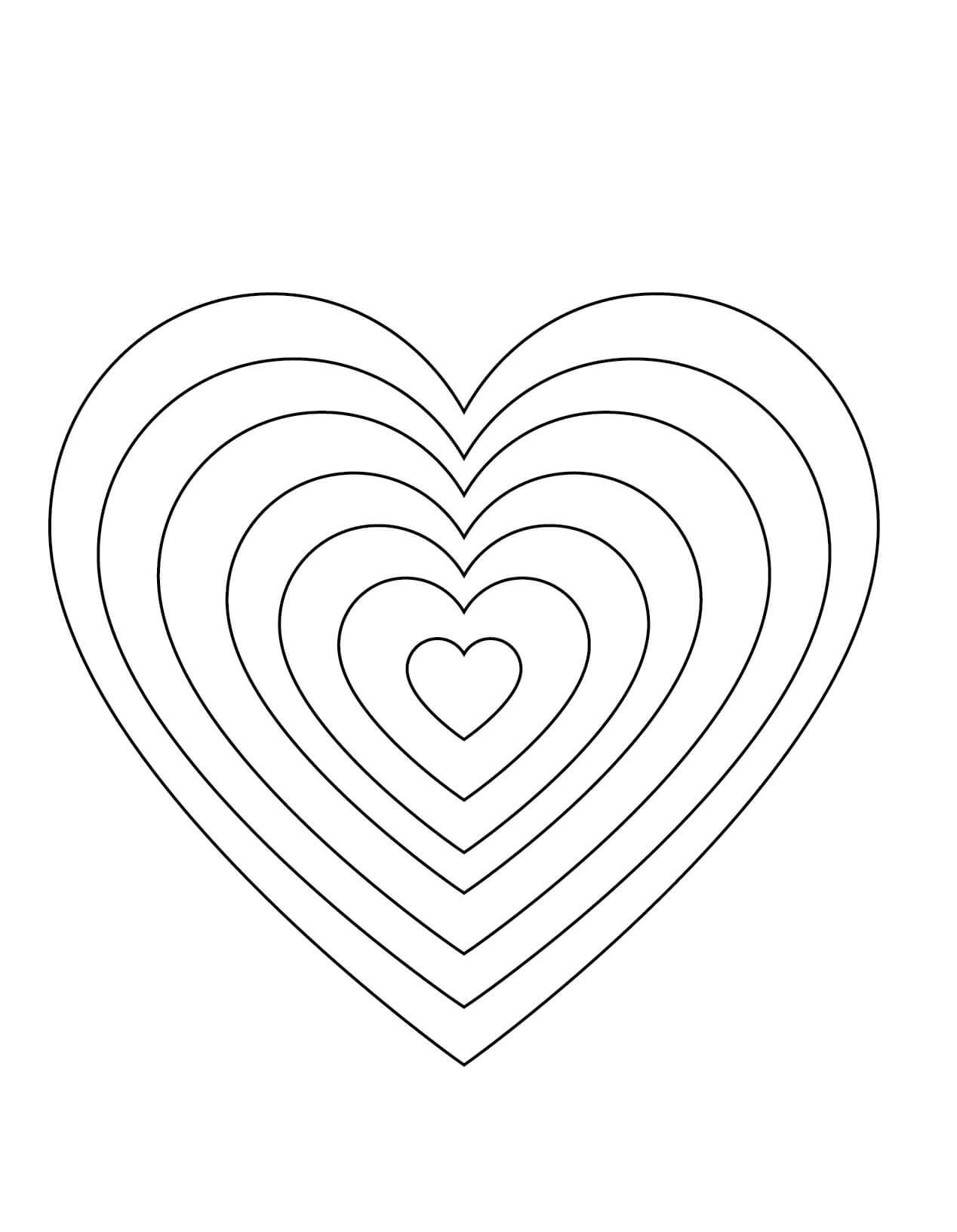Dibujo de Arcoíris Corazón para Colorear y Imprimir