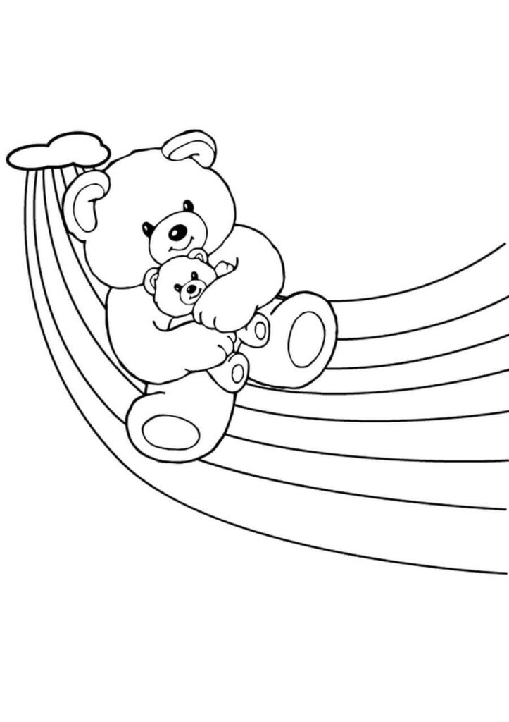 Dibujo Dos Osos De Peluche En El Arcoiris Para Colorear