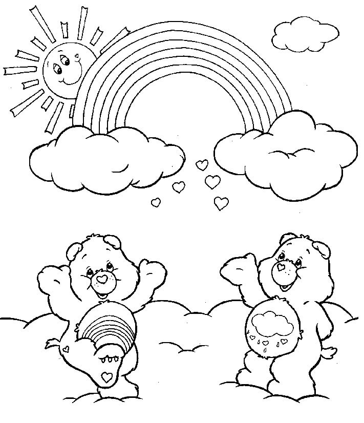 Dibujo Dos Osos Y Arcoiris Para Colorear