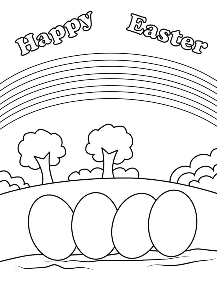 Dibujo Huevos De Pascua Y Arcoiris Para Colorear