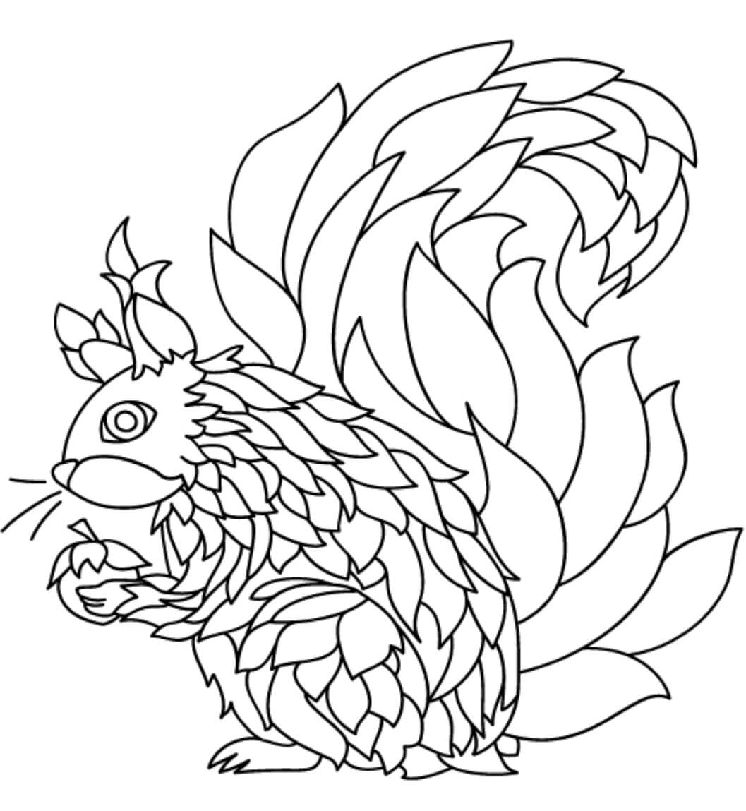 Dibujo de Ardilla Dura para Colorear y Imprimir