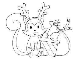 Dibujo de Ardilla En Navidad para Colorear y Imprimir