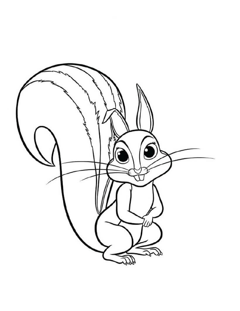 Dibujo de Ardilla Sonriendo para Colorear y Imprimir