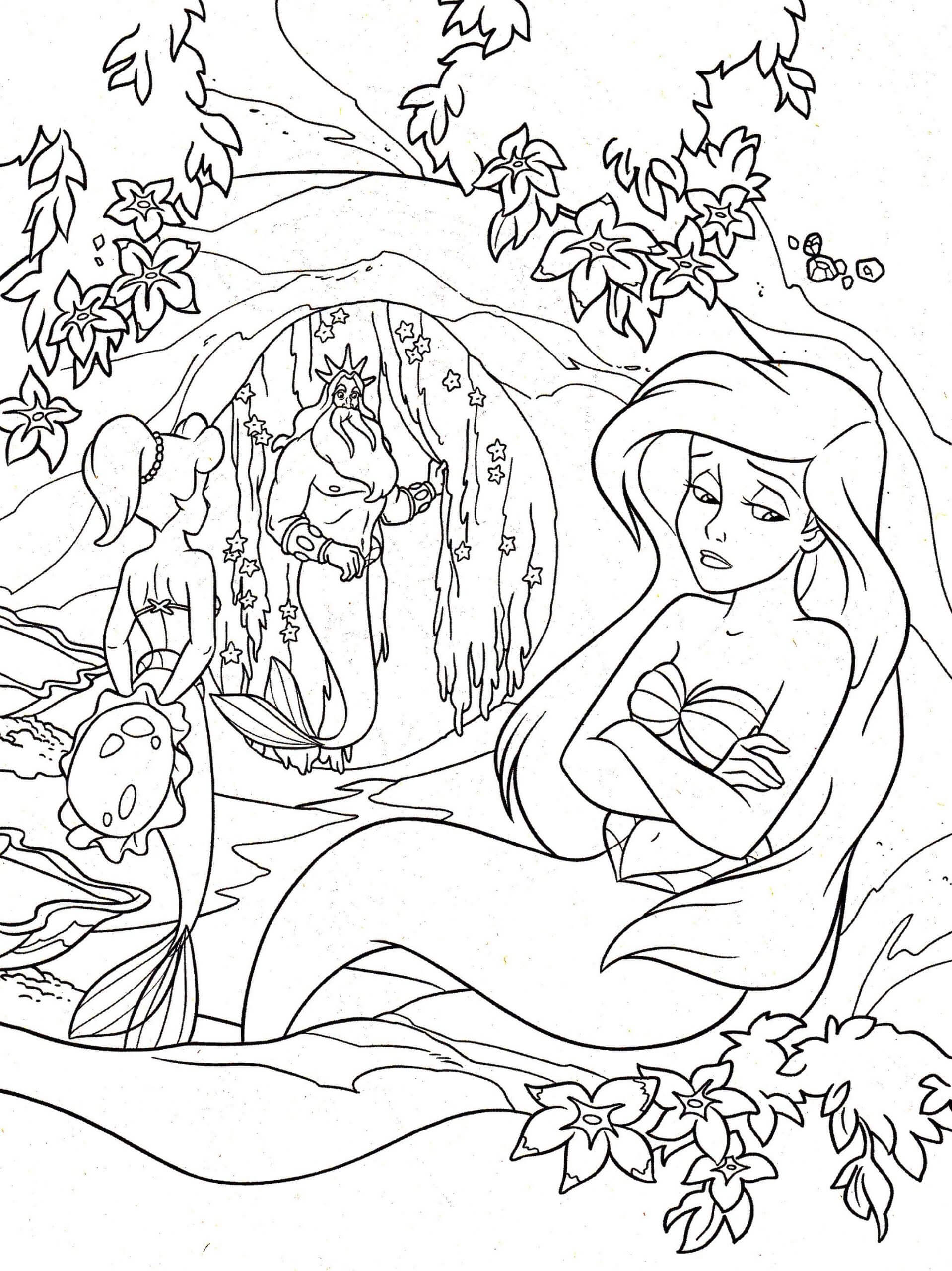 Dibujo de Ariel Está Preocupada para Colorear y Imprimir