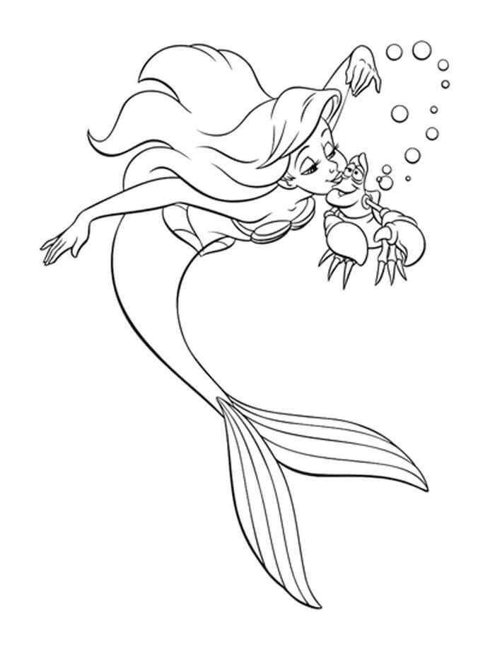 Dibujo de Ariel y Besando a Sebastian para Colorear y Imprimir