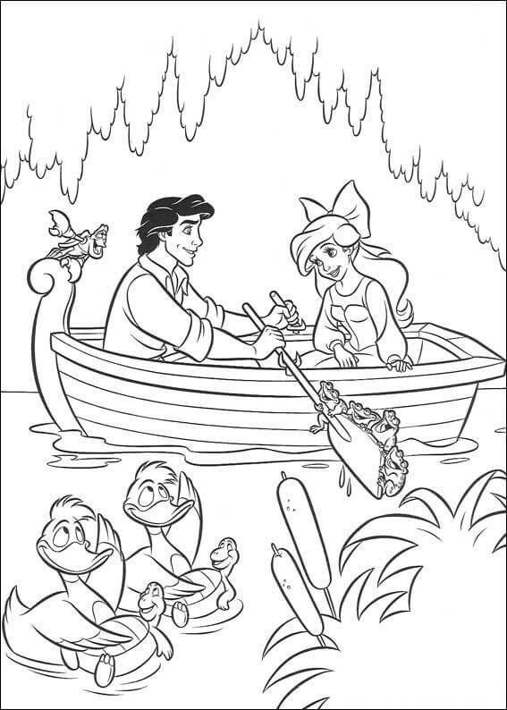 Dibujo de Ariel y Eric Navegando para Colorear y Imprimir