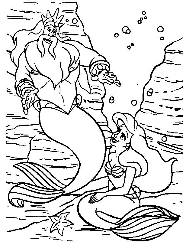 Dibujo de Dibujo Sirena y Padre para Colorear y Imprimir
