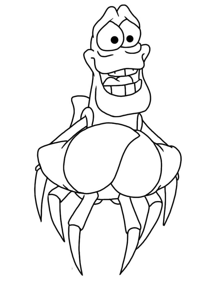 Dibujo de Divertido Sebastian En La Sirenita Ariel para Colorear y Imprimir
