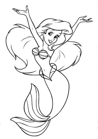 Dibujo de Sirena ¡Feliz para Colorear y Imprimir