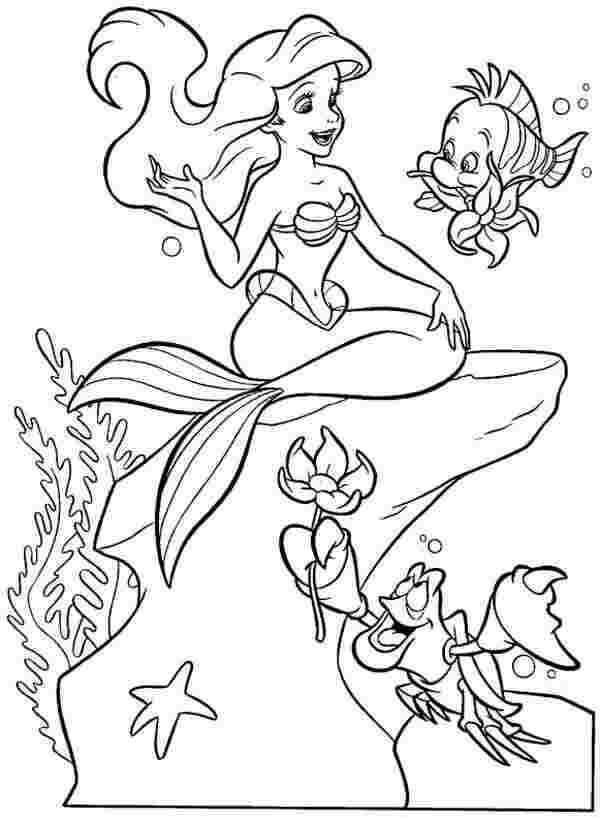 Dibujo de Sirenita Ariel y Amigos para Colorear y Imprimir