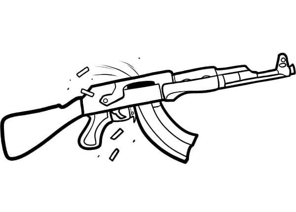 Dibujo de Ak47 Basíco para Colorear y Imprimir