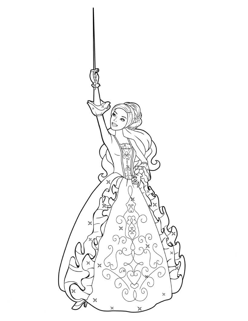 Dibujo de Aramina Sosteniendo Un Arma para Colorear y Imprimir