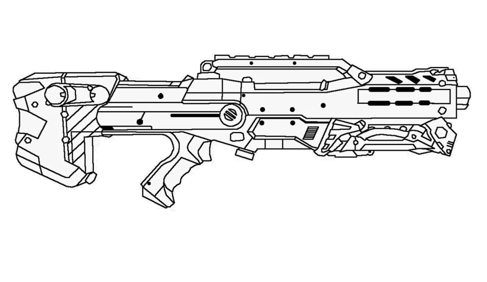 Dibujo de Armas Nerf Súper Precisas para Colorear y Imprimir