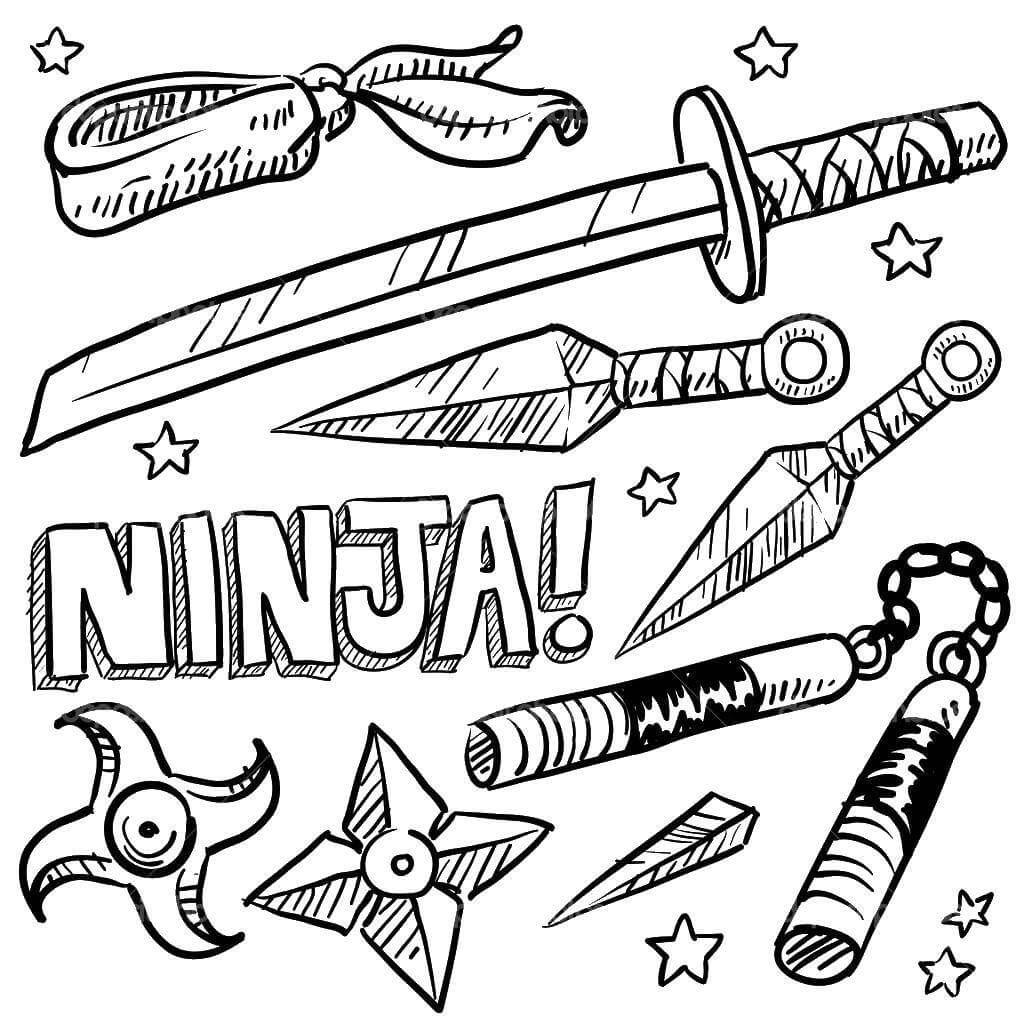 Dibujo de Dibujo Armas de Ninja para Colorear y Imprimir