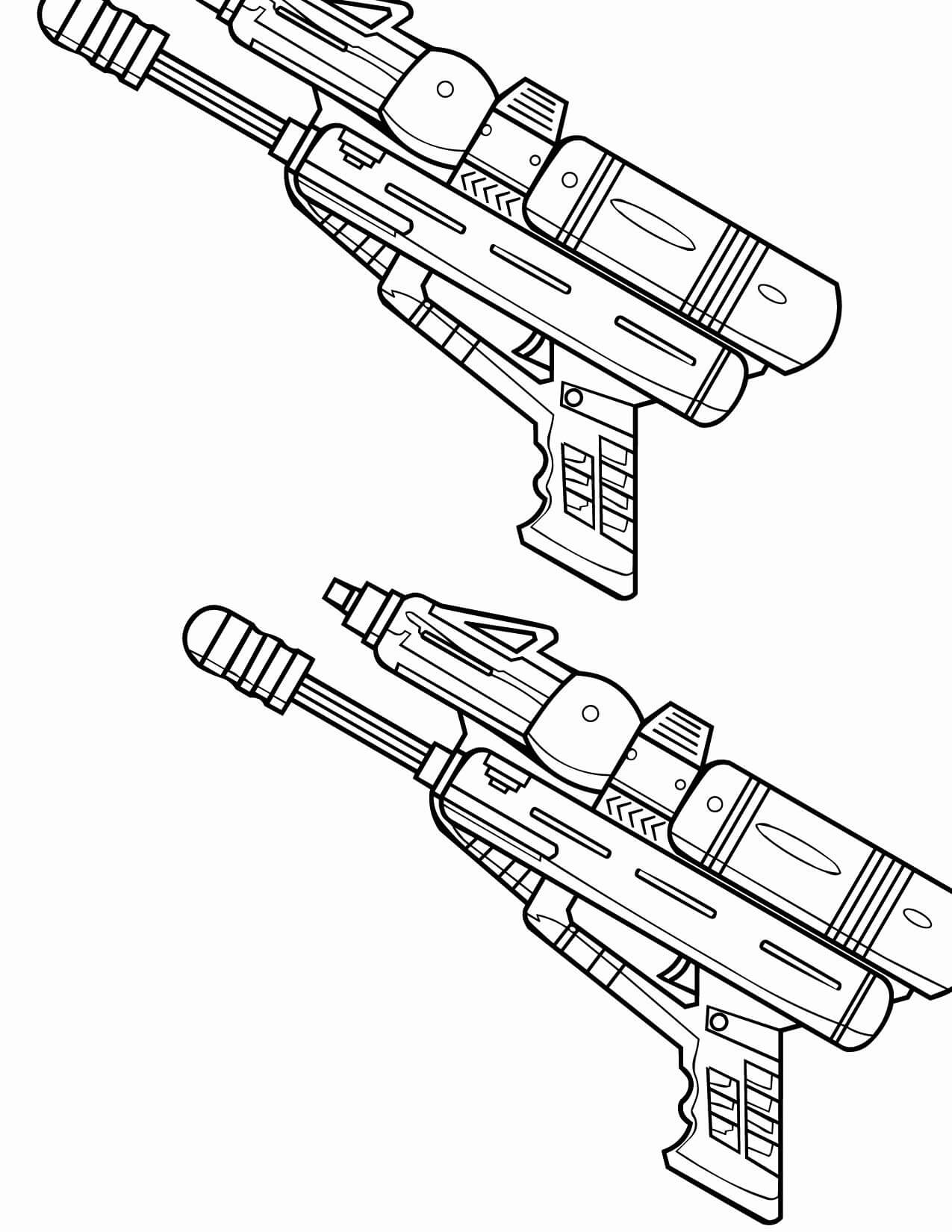 Dibujo de dos Pistolas Láser para Colorear y Imprimir