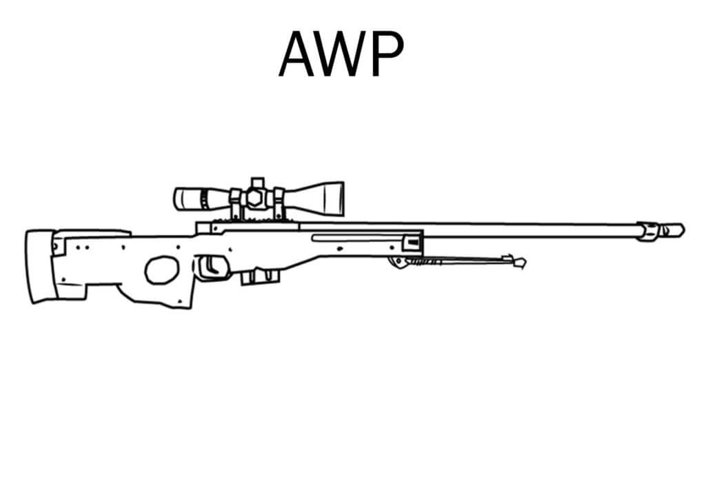 Dibujo de Fusil Awp para Colorear y Imprimir