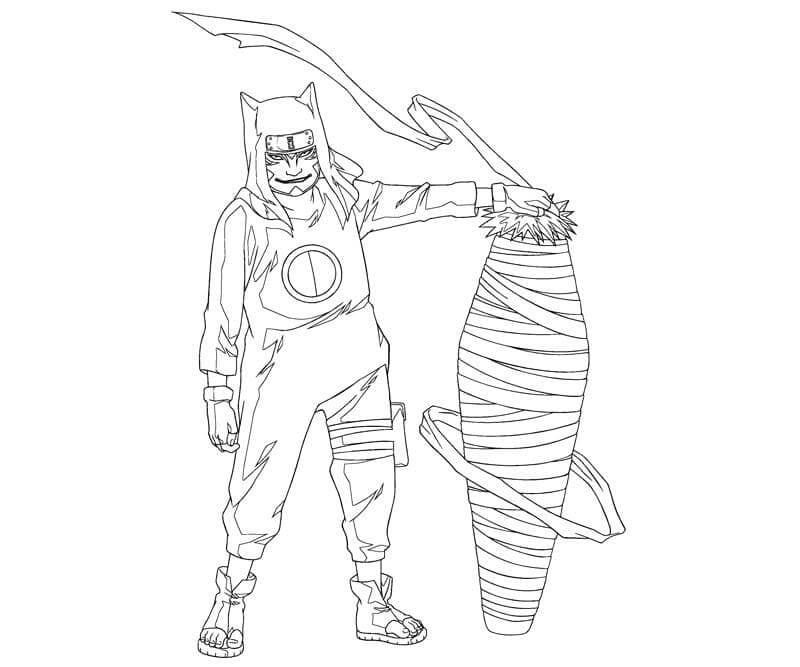 Dibujo de Kankuro y Su Arma para Colorear y Imprimir