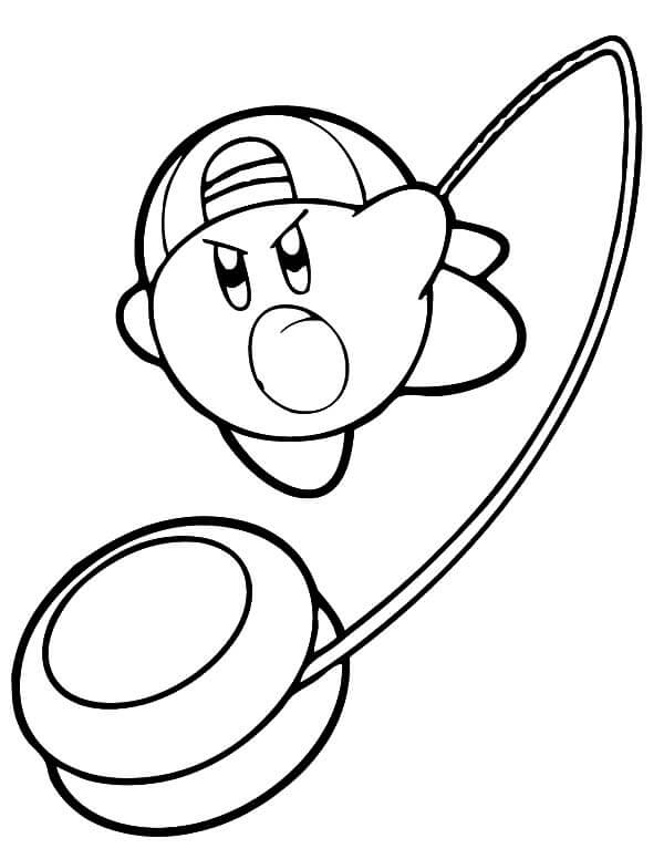 Dibujo de Kirby Con Arma Yo Yo para Colorear y Imprimir