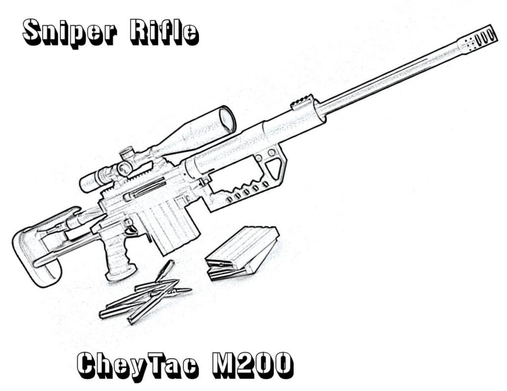 Dibujo de Rifle de Francotirador Cheytac M200 para Colorear y Imprimir