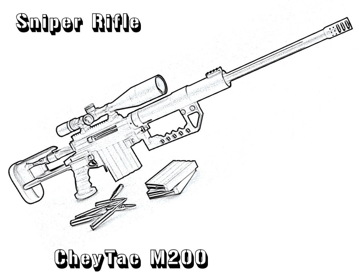Dibujo de Rifle de Francotirador Cheytac M200 para Colorear y Imprimir