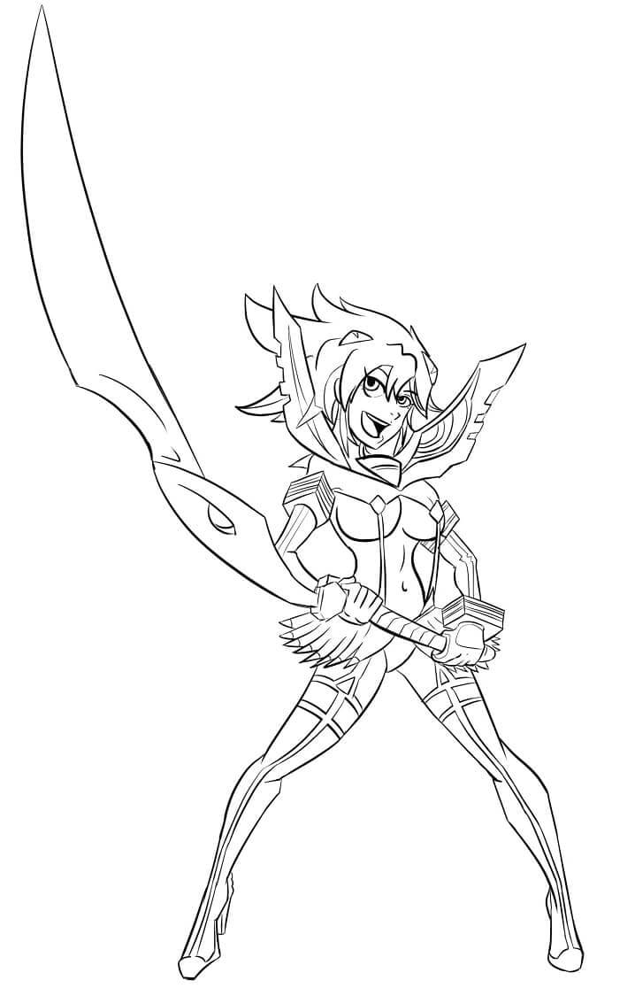 Dibujo de Ryuko Matoi Con Arma para Colorear y Imprimir