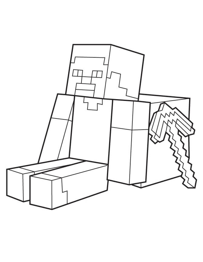 Dibujo de Steve Con Pico para Colorear y Imprimir