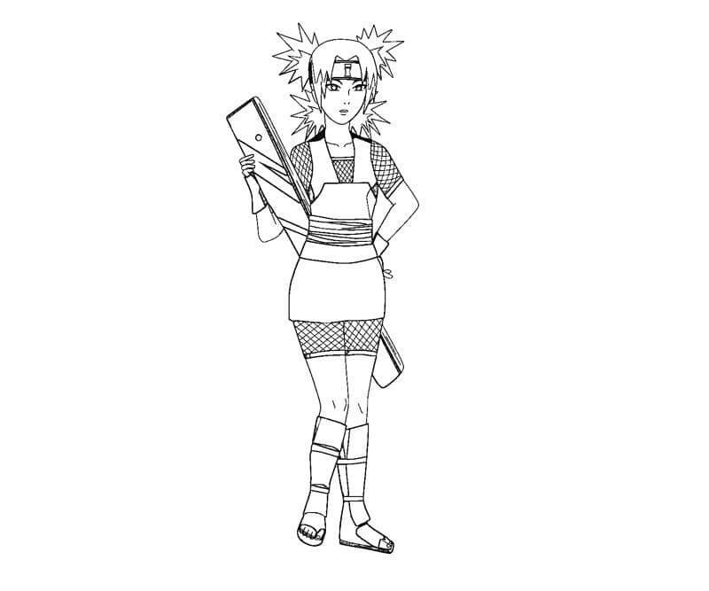 Dibujo de Temari y Su Arma para Colorear y Imprimir