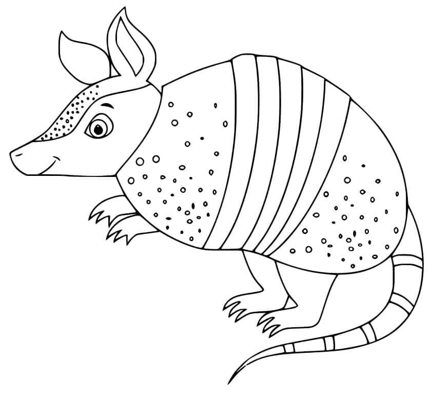 dibujo adorable armadilo sonriendo para colorear