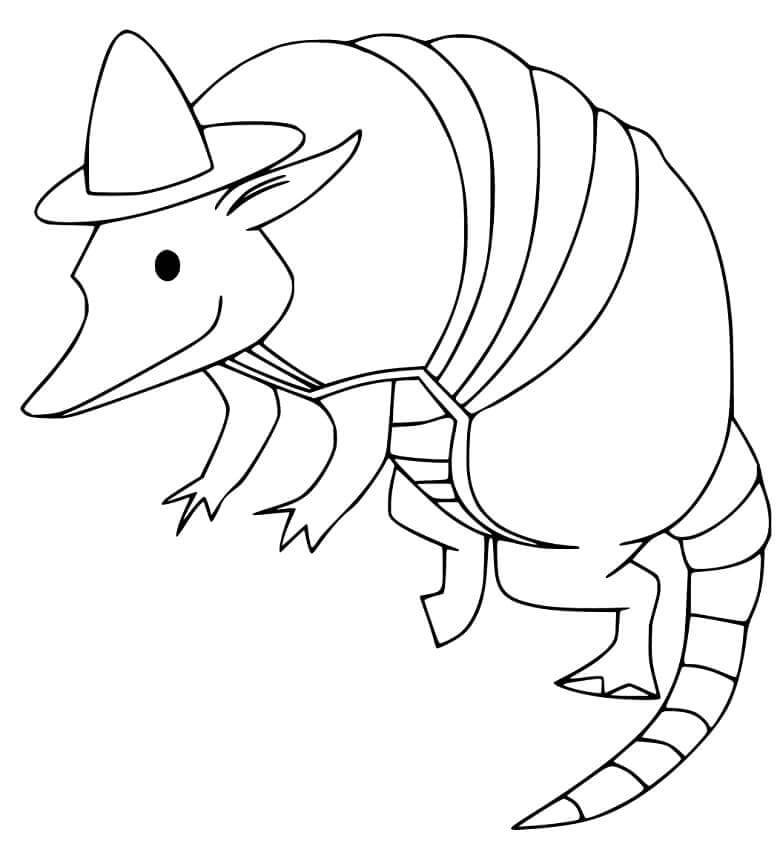 dibujo armadillo de dibujos animados para colorear