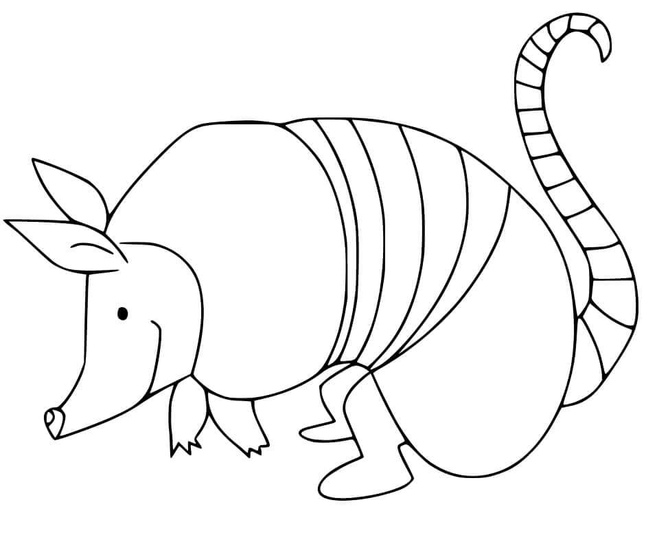 dibujo bonito armadillo esta sonriendo para colorear