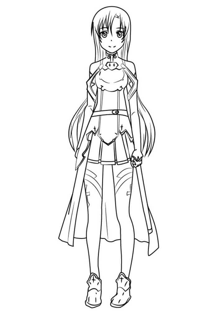 Dibujo de Asuna Yuuki para Colorear y Imprimir
