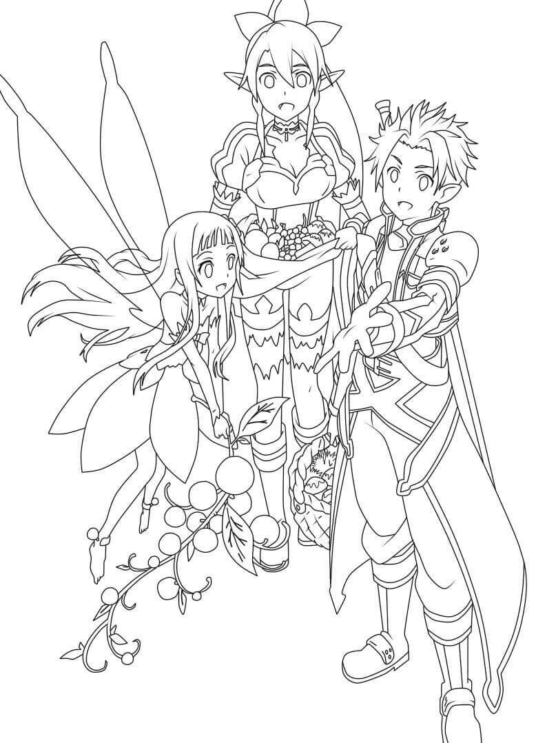 Dibujo de Kirito Con Familia para Colorear y Imprimir